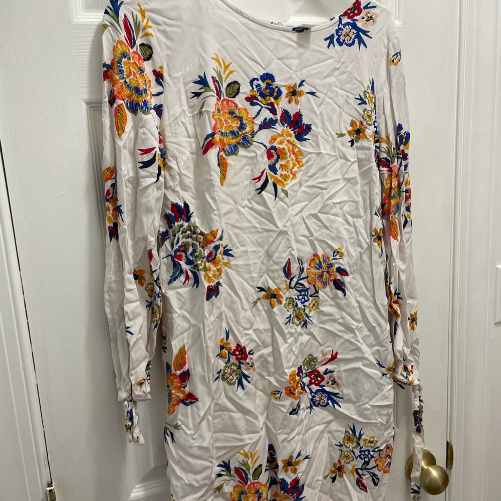 Old Navy Floral Long Sleeve Dress - White, Red, Blue, Yellow
